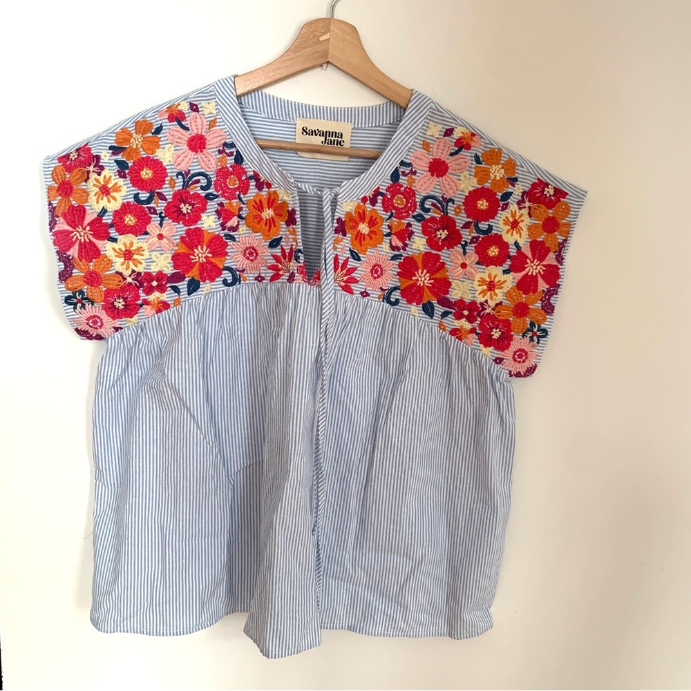 Savannah Jane Embroidered Floral Blouse